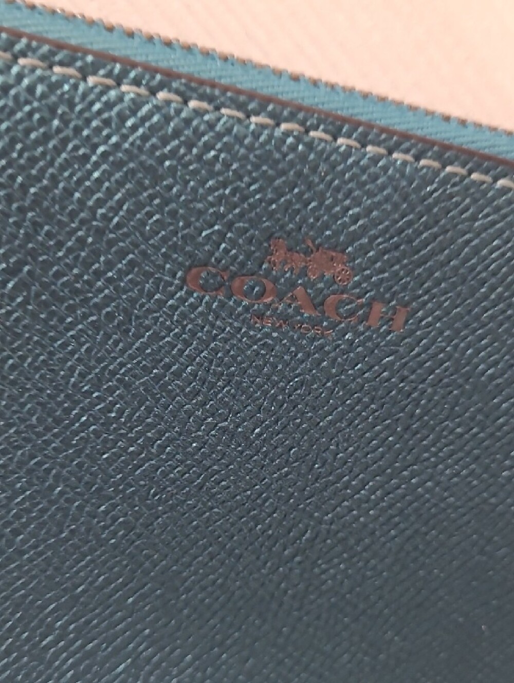 Coach Metallic Teal Leather Wristlet